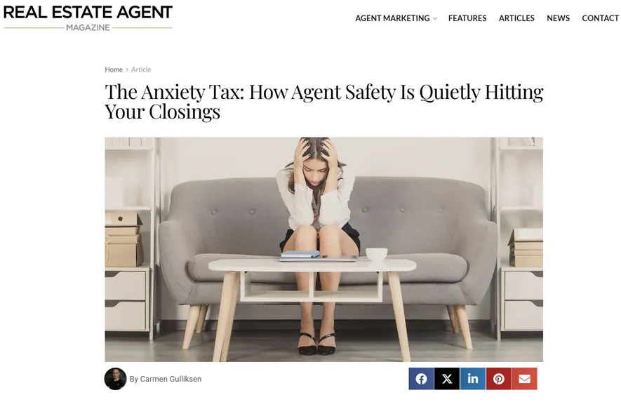 The Anxiety Tax article as published in Real Estate Agent Magazine
